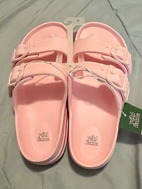 wild fable Pink Double-Buckle Slide Sandals for Kids